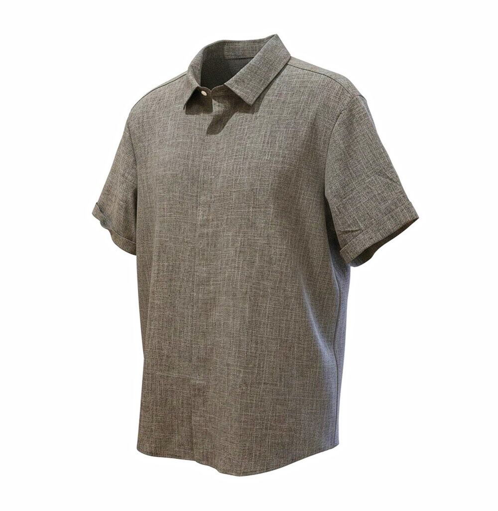 COOFANDY Men’s Gray Solid Collared Rayon Linen Polo Shirt L Regular Short Sleeve